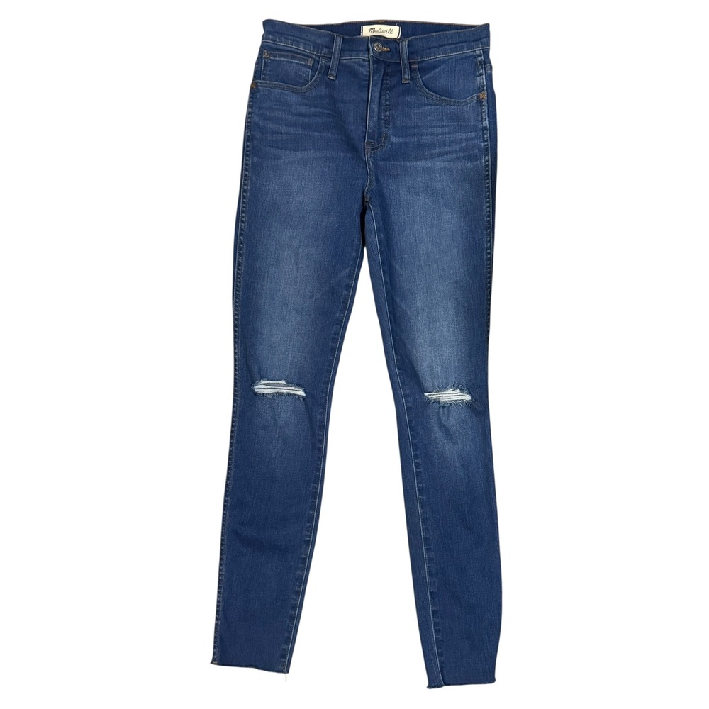 Madewell 10" Roadtripper Skinny Jeans‎ Women's Size 26 Ripped Knee Raw Hem Denim